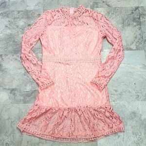 FINAL PRICED-#10274-6 Women’s Mini Dress Love Poem Light Pink Lace,S.